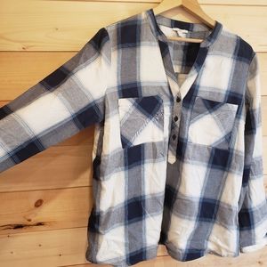 Blue plaid summer blouse